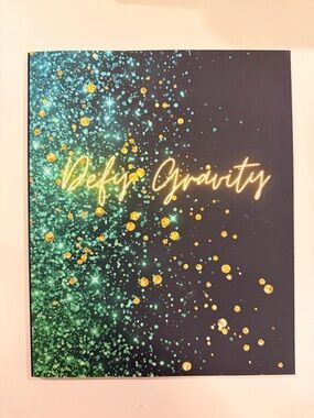 Defy Gravity Sparkle Notebook - Green & Gold